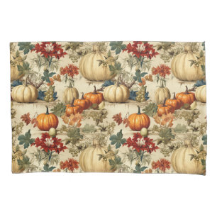Vintage Thanksgiving Pumpkin Floral Harvest Pillowcase