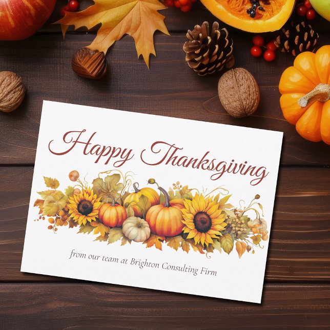 Vintage Thanksgiving Pumpkins Custom Company Holiday Card (Creator Uploaded)