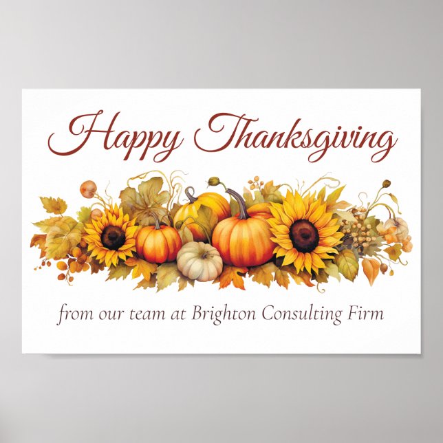 Vintage Thanksgiving Pumpkins Custom Company Poster (Front)