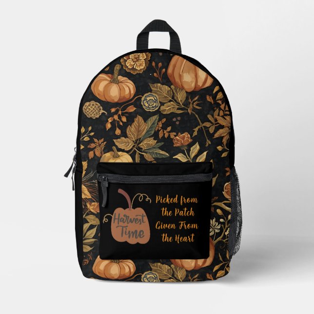 Vintage, Thanksgiving , Pumpkins Season Printed Backpack (Front)