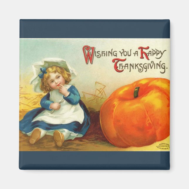 Vintage Thanksgiving Square Magnet (Front)