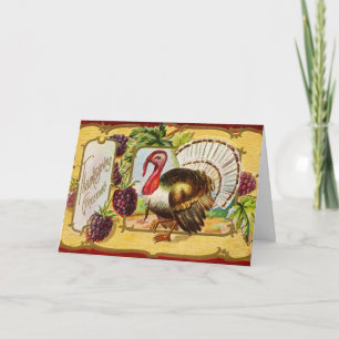 Vintage Thanksgiving Turkey and Blackberries  Card