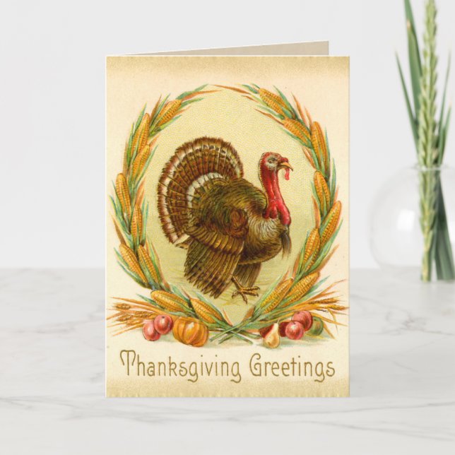 Vintage Thanksgiving Turkey Card (Front)
