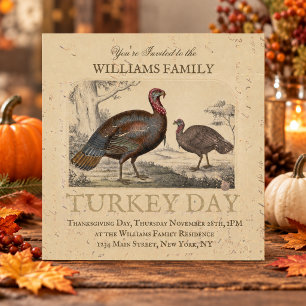Vintage Thanksgiving Turkey Day Family Dinner Invitation
