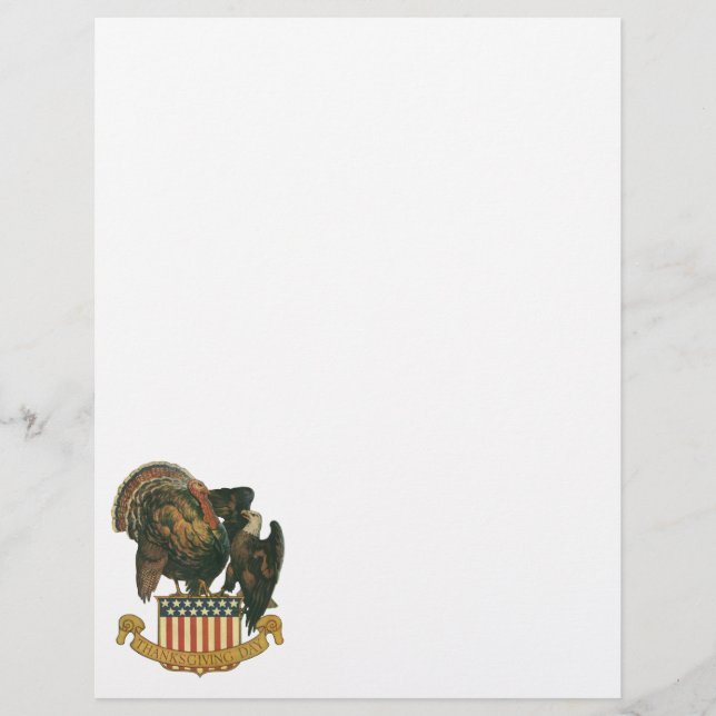 Vintage Thanksgiving Turkey, Eagle, American Flag (Front)