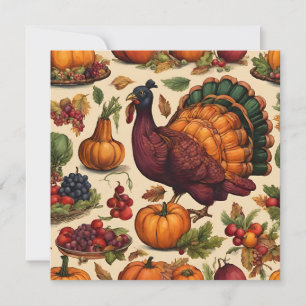 Vintage Thanksgiving Turkey  Holiday Card