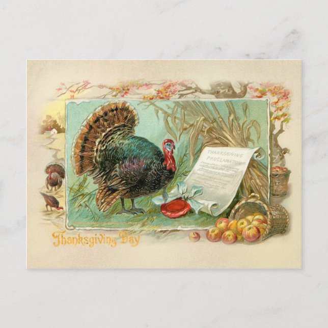 Vintage Thanksgiving Turkey Holiday Postcard (Front)