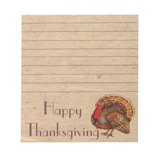 Vintage Thanksgiving Turkey Notepad (Front)