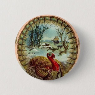 Vintage Thanksgiving Turkey Round Button