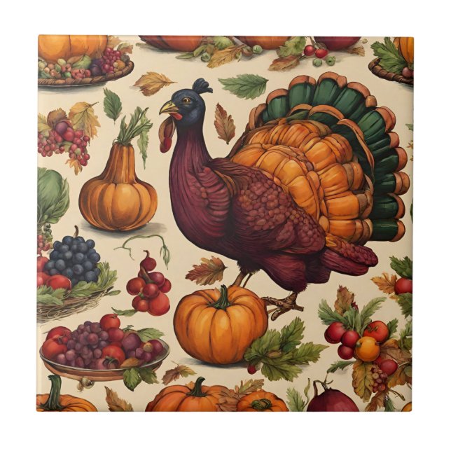 Vintage Thanksgiving Turkey  Tile (Front)