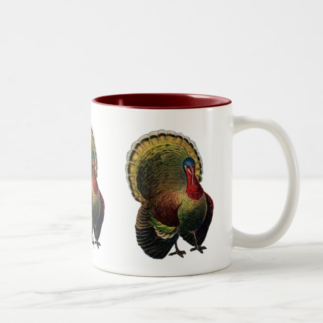 Vintage Thanksgiving Turkey Two-Tone Coffee Mug (Right)