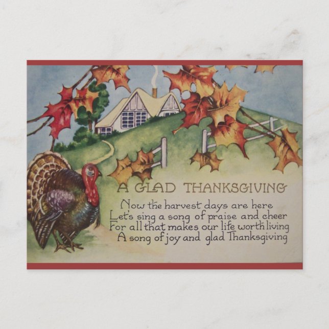 Vintage Thanksgiving - Turkey & Verse Holiday Postcard (Front)