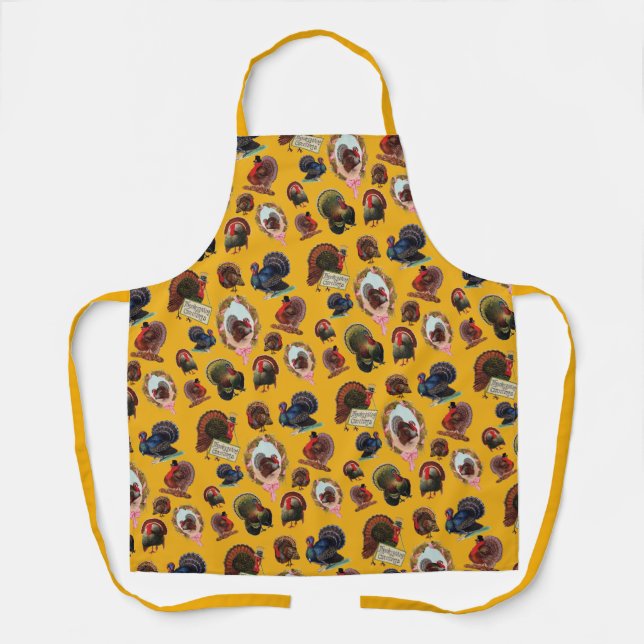 Vintage Thanksgiving Turkeys Apron (Front)