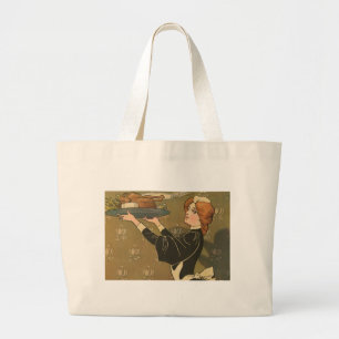 Vintage Thanksgiving Victorian Turkey Closeup Large Tote Bag