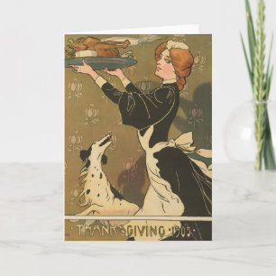 Vintage Thanksgiving Victorian Turkey Holiday Card