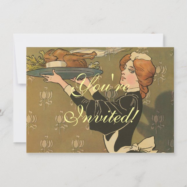 Vintage Thanksgiving Victorian Turkey Invitation (Front)