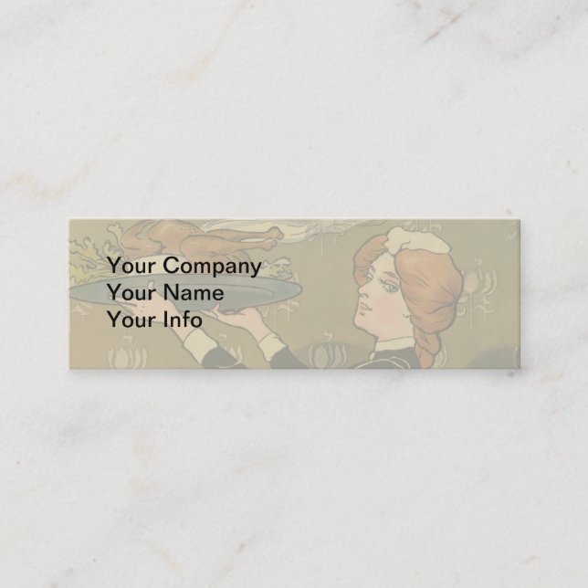 Vintage Thanksgiving Victorian Turkey Mini Business Card (Front)