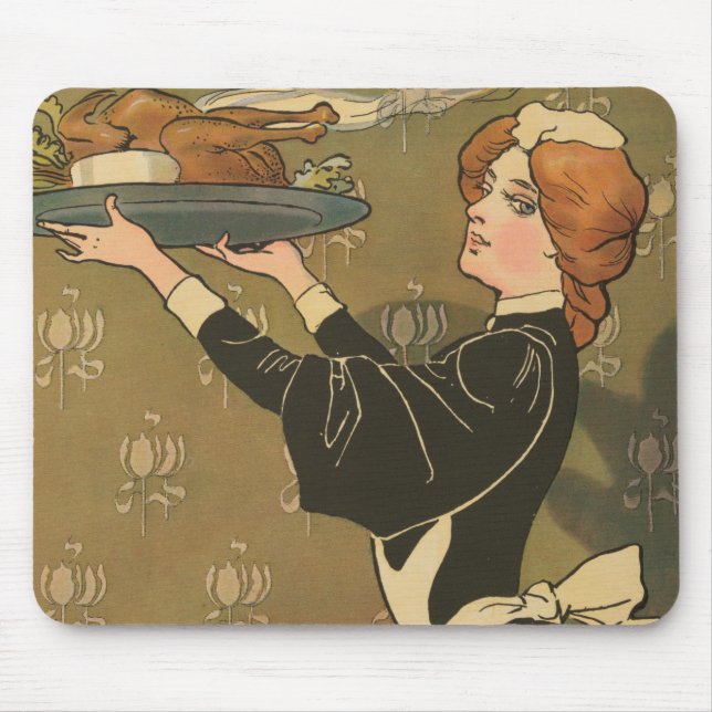 Vintage Thanksgiving Victorian Turkey Mouse Mat (Front)