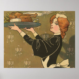 Vintage Thanksgiving Victorian Turkey Poster