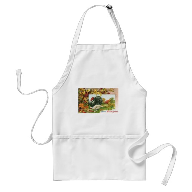 Vintage Thanksgiving, Wild Turkeys Autumn Colours Standard Apron (Front)