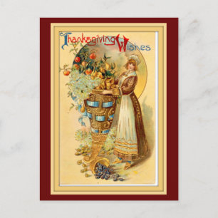 Vintage Thanksgiving Wishes Holiday Postcard