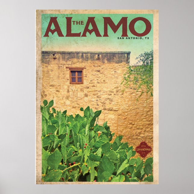 Vintage The Alamo Travel Poster (Front)