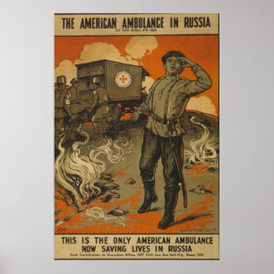 Vintage The american Ambulance in Russia Poster
