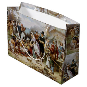 Vintage The First Thanksgiving 1621 Jean Ferris Large Gift Bag