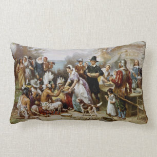Vintage The First Thanksgiving 1621 Jean Ferris Lumbar Cushion