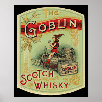 Vintage  "The Goblin " Scotch Whiskey Label Poster