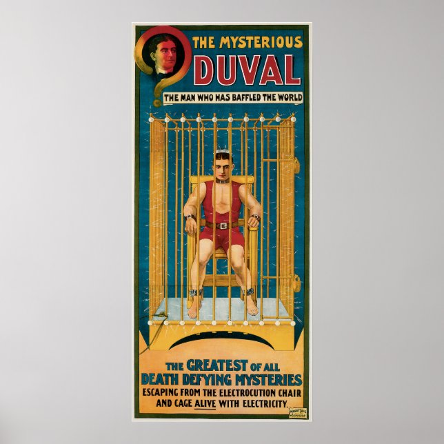 Vintage The Mysterious Duval Magic Poster (Front)