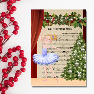 Vintage The Nutcracker Sheet Music Blond Ballerina Holiday Card
