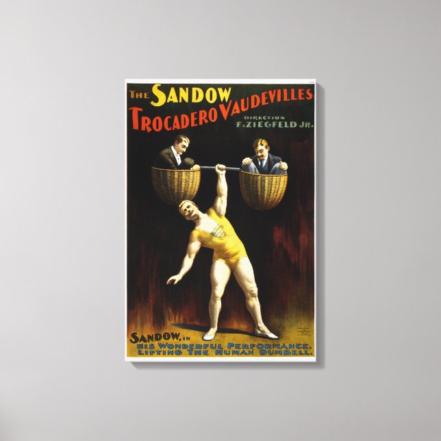 Vintage The Sandow Trocadero Vaudevilles Canvas Print (Front)