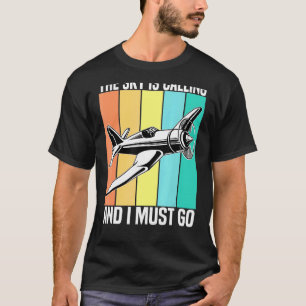 Vintage The Sky Is Calling And I Must Go Aeroplane T-Shirt