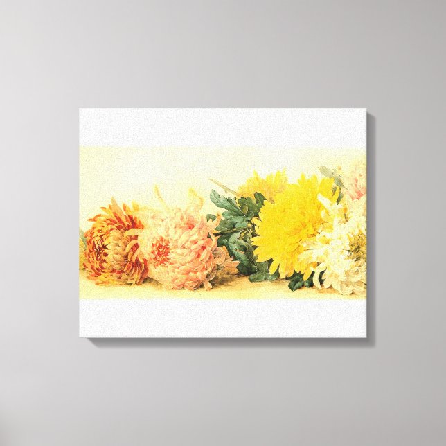 Vintage ‘The Study of Chrysanthemums’ Canvas Print (Front)