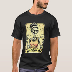 Vintage The Volleyball Mum Skeleton Women Card Mot T-Shirt