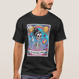 Vintage The Volleyball Mum Tarot Card Skeleton Mot T-Shirt