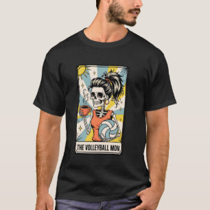 Vintage The Volleyball Mum Tarot Card Skeleton Mot T-Shirt