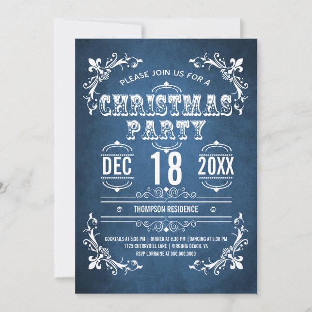 Vintage Theatre Bill Christmas Party Invitation (Front)