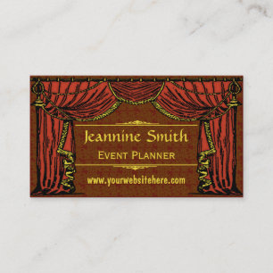 Vintage Theatre Curtains Damask Business Card