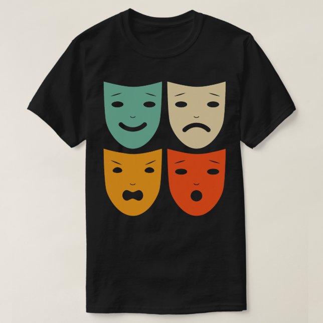 Vintage Theatre Masks Shirt Theatre Actress Drama  (Design Front)
