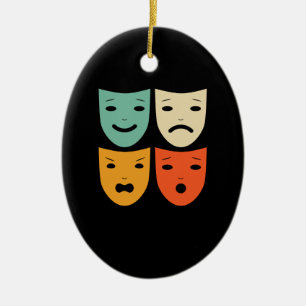 Vintage Theatre Masks Theatre Actress Drama Actor Ceramic Tree Decoration
