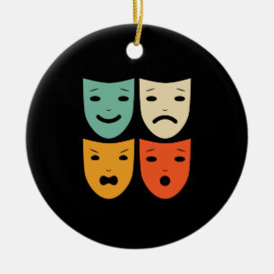 Vintage Theatre Masks Theatre Actress Drama Actor Ceramic Tree Decoration