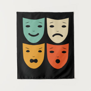 Vintage Theatre Masks Theatre Actress Drama Actor Tapestry