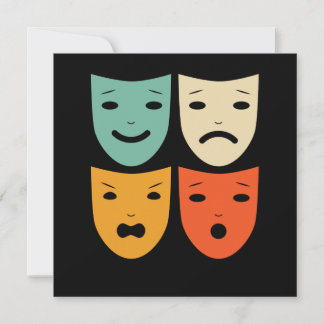 Vintage Theatre Masks Theatre Actress Drama Actor Thank You Card