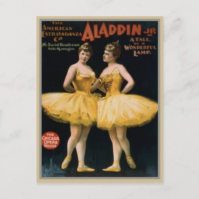 Vintage Theatre Poster Postcard (Front)