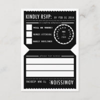 Vintage Theatre Ticket RSVP Response Card in Black