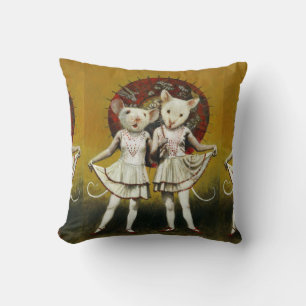 Vintage Theatrical Mice Throw Cushion