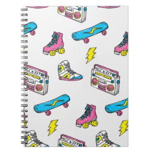 Vintage theme background with sneakers radio skate notebook
