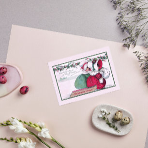 Vintage Themed Christmas Cheers Girls Winter Holiday Card